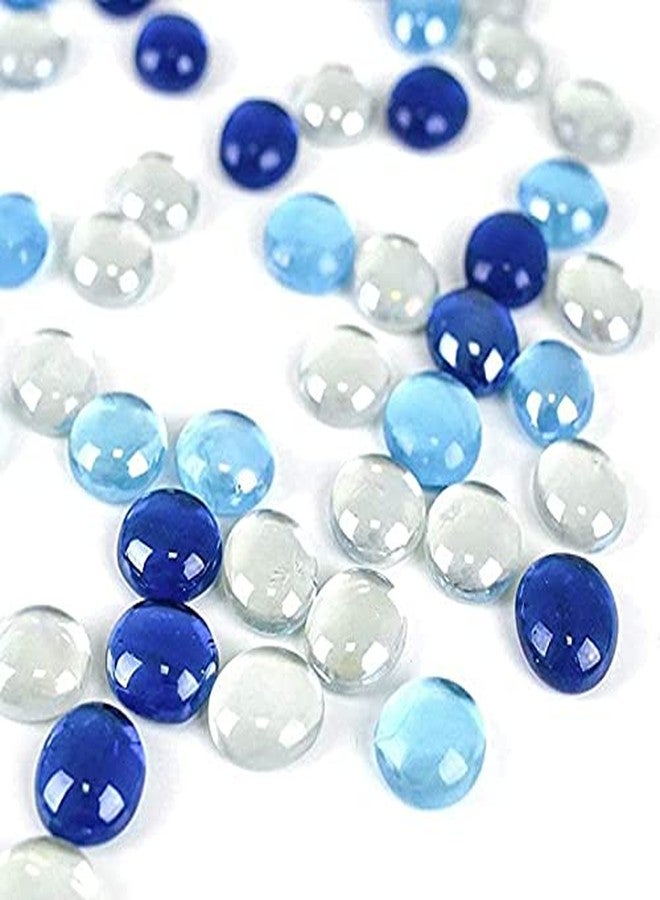 VANNEF Decorative Super Shiny Glossy Glass Pebbles Stone for Vase Fillers Plant Pots Home Garden & Outdoor Decoration (Blue, Aqua Blue & Clear, 4900gm) - Image 1